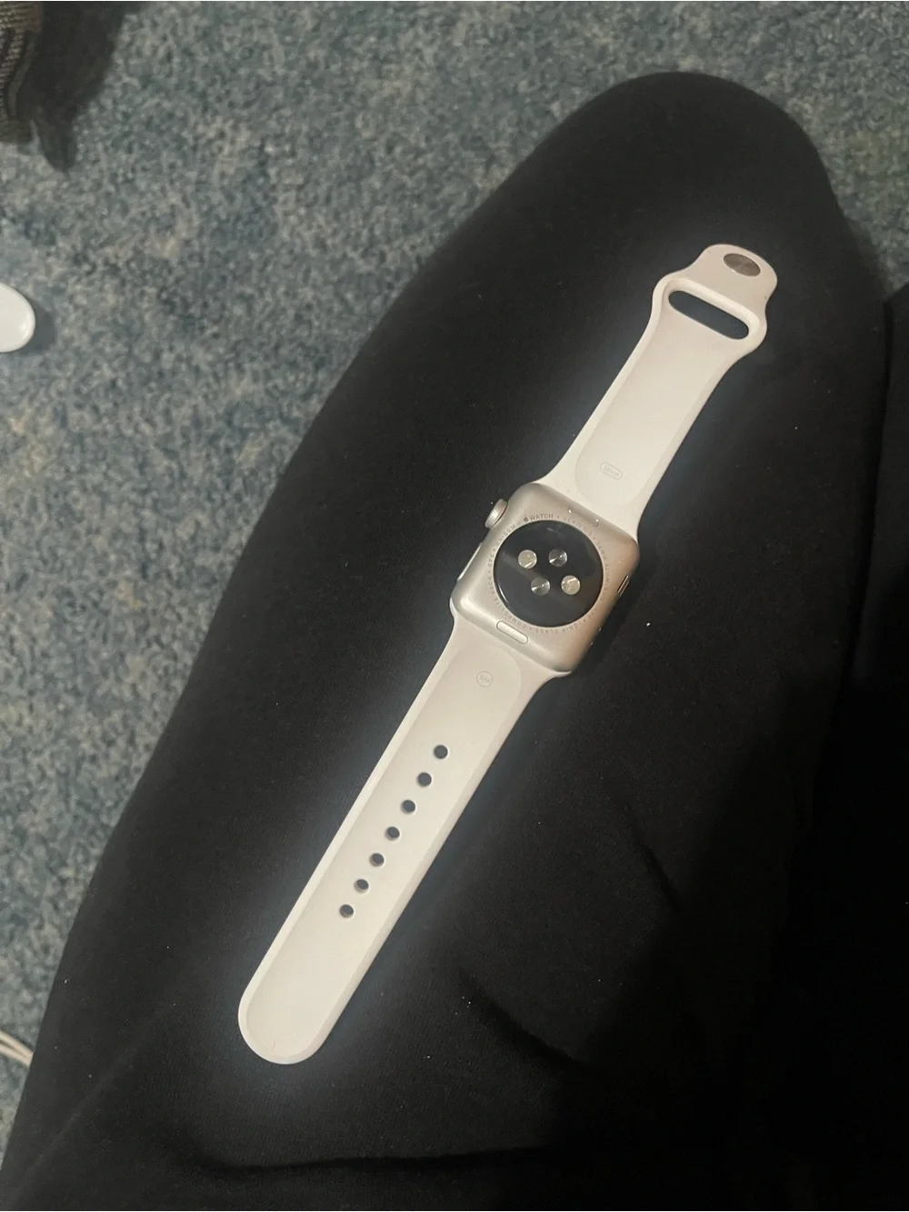 Apple Watch with Silver Case and White Sport Band